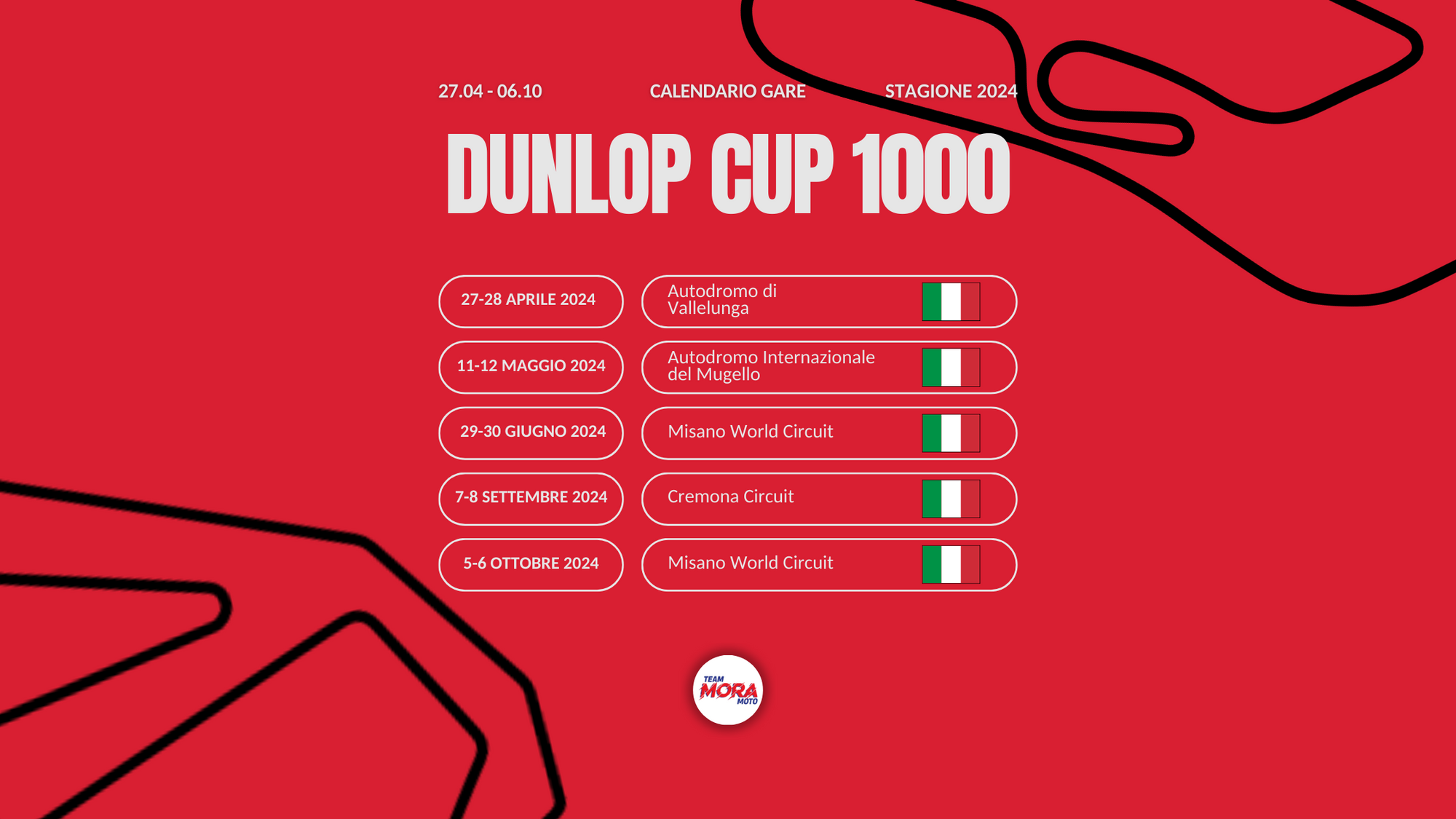 CALENDARIO DUNLOP CUP 1000 2024 👊🏻